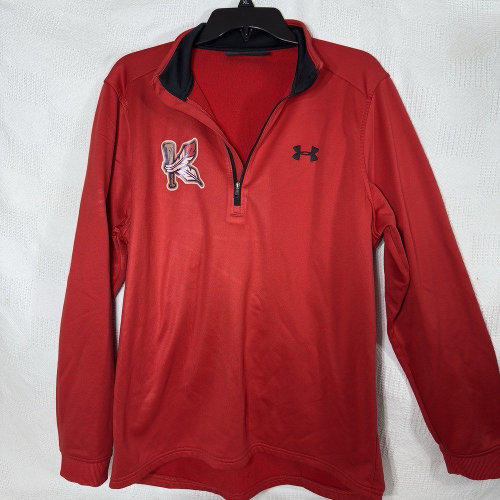 Under Armour Kingston Indians Cold Gear Loose Coupe Long Sleeve 1/4 Zip Red Sz L